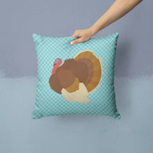 Load image into Gallery viewer, French Turkey Dindon Blue Check Throw Pillow - 14x14 Decorative Pillow – Art for Your Home &amp; Patio BB8164PW1414