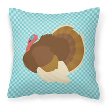 Load image into Gallery viewer, French Turkey Dindon Blue Check Fabric Decorative Pillow BB8164PW1818