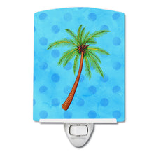 Load image into Gallery viewer, Palm Tree Blue Polkadot Ceramic Night Light BB8166CNL