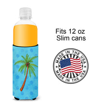 Load image into Gallery viewer, Palm Tree Blue Polkadot   Hugger for slim cans BB8166MUK