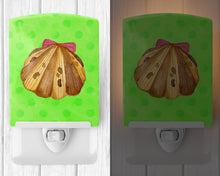 Load image into Gallery viewer, Sea Shell Green Polkadot Ceramic Night Light BB8170CNL