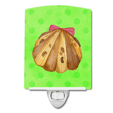 Load image into Gallery viewer, Sea Shell Green Polkadot Ceramic Night Light BB8170CNL