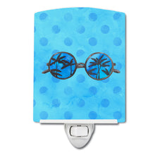 Load image into Gallery viewer, Sunglasses Blue Polkadot Ceramic Night Light BB8176CNL