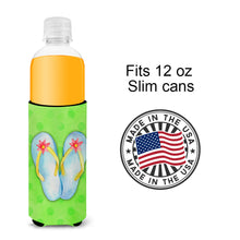 Load image into Gallery viewer, Flip Flops Green Polkadot   Hugger for slim cans BB8180MUK