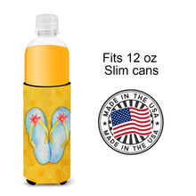 Load image into Gallery viewer, Flip Flops Yellow Polkadot   Hugger for slim cans BB8182MUK