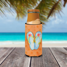Load image into Gallery viewer, Flip Flops Orange Polkadot   Hugger for slim cans BB8183MUK
