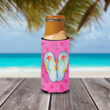 Load image into Gallery viewer, Flip Flops Pink Polkadot   Hugger for slim cans BB8184MUK