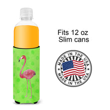 Load image into Gallery viewer, Flamingo Green Polkadot   Hugger for slim cans BB8185MUK