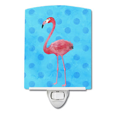 Load image into Gallery viewer, Flamingo Blue Polkadot Ceramic Night Light BB8186CNL