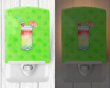 Load image into Gallery viewer, Umberella Cocktail Green Polkadot Ceramic Night Light BB8210CNL