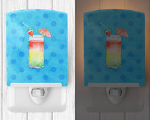 Load image into Gallery viewer, Umberella Cocktail Blue Polkadot Ceramic Night Light BB8211CNL