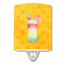 Load image into Gallery viewer, Umberella Cocktail Yellow Polkadot Ceramic Night Light BB8212CNL