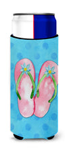 Load image into Gallery viewer, Pink Flip Flops Blue Polkadot   Hugger for slim cans BB8221MUK