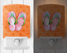 Load image into Gallery viewer, Pink Flip Flops Orange Polkadot Ceramic Night Light BB8223CNL