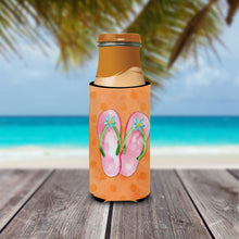 Load image into Gallery viewer, Pink Flip Flops Orange Polkadot   Hugger for slim cans BB8223MUK