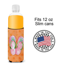 Load image into Gallery viewer, Pink Flip Flops Orange Polkadot   Hugger for slim cans BB8223MUK