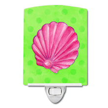Load image into Gallery viewer, Pink Sea Shell Green Polkadot Ceramic Night Light BB8240CNL