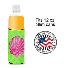 Load image into Gallery viewer, Pink Sea Shell Green Polkadot   Hugger for slim cans BB8240MUK