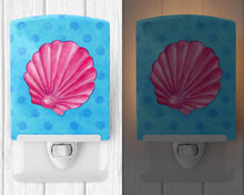 Load image into Gallery viewer, Pink Sea Shell Blue Polkadot Ceramic Night Light BB8241CNL