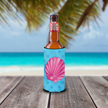 Load image into Gallery viewer, Pink Sea Shell Blue Polkadot   Hugger for slim cans BB8241MUK