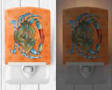 Load image into Gallery viewer, Blue Crab Orange Polkadot Ceramic Night Light BB8248CNL