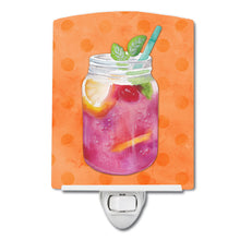 Load image into Gallery viewer, Mason Jar Cocktail Orange Polkadot Ceramic Night Light BB8253CNL