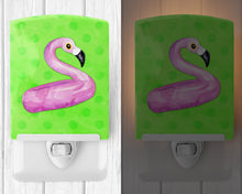 Load image into Gallery viewer, Flamingo Floaty Green Polkadot Ceramic Night Light BB8255CNL