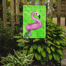 Load image into Gallery viewer, Flamingo Floaty Green Polkadot Garden Flag - Outdoor Decorative Yard Flag BB8255GF