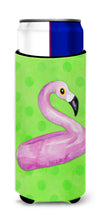Load image into Gallery viewer, Flamingo Floaty Green Polkadot   Hugger for slim cans BB8255MUK