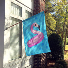 Load image into Gallery viewer, Flamingo Floaty Blue Polkadot Flag Canvas House Size BB8256CHF