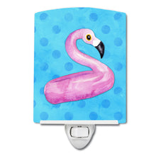 Load image into Gallery viewer, Flamingo Floaty Blue Polkadot Ceramic Night Light BB8256CNL