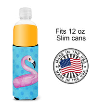 Load image into Gallery viewer, Flamingo Floaty Blue Polkadot   Hugger for slim cans BB8256MUK