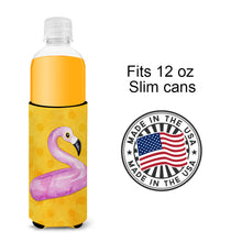 Load image into Gallery viewer, Flamingo Floaty Yellow Polkadot   Hugger for slim cans BB8257MUK