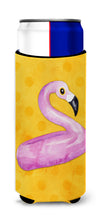 Load image into Gallery viewer, Flamingo Floaty Yellow Polkadot   Hugger for slim cans BB8257MUK