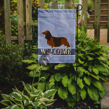 Load image into Gallery viewer, Longhaired Dachshund Welcome Garden Flag - Outdoor Decorative Yard Flag BB8287GF