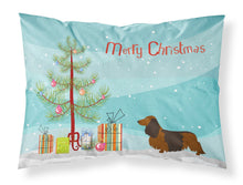 Load image into Gallery viewer, Longhaired Dachshund Christmas Fabric Standard Pillowcase – Artistic Decorative Front, White Back BB8449PILLOWCASE