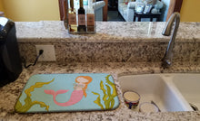 Load image into Gallery viewer, Mermaid and Cat Underwater Dish Drying Mat – Absorbent, Artistic Kitchen Essentials BB8540DDM