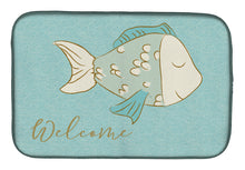 Load image into Gallery viewer, Blue Fish Welcome Dish Drying Mat – Absorbent, Artistic Kitchen Essentials BB8549DDM