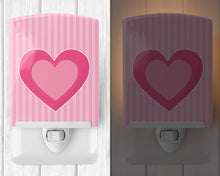 Load image into Gallery viewer, Hearts on Pink Stripes Ceramic Night Light BB8587CNL