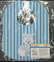 Load image into Gallery viewer, Fox on Blue Stripes Baby Bib BB8599BIB