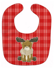 Load image into Gallery viewer, Moose on Red Plaid Baby Bib BB8600BIB
