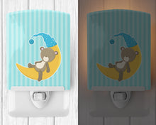 Load image into Gallery viewer, Baby Boy Bear on Moon Ceramic Night Light BB8612CNL