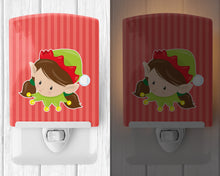 Load image into Gallery viewer, Christmas Brunette Girl Elf Ceramic Night Light BB8670CNL