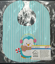 Load image into Gallery viewer, Christmas Penguin and Stripes Baby Bib BB8684BIB