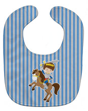 Load image into Gallery viewer, Brunette Boy Knight on Horse Baby Bib BB8745BIB