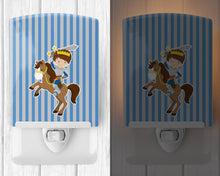 Load image into Gallery viewer, Brunette Boy Knight on Horse Ceramic Night Light BB8745CNL