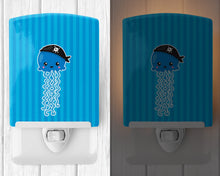 Load image into Gallery viewer, Nautical Pirate Jellyfish Blue #2 Ceramic Night Light BB8917CNL