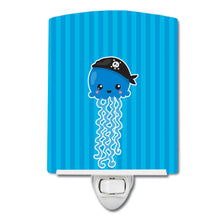 Load image into Gallery viewer, Nautical Pirate Jellyfish Blue #2 Ceramic Night Light BB8917CNL