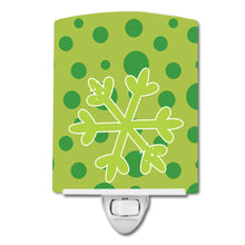 Load image into Gallery viewer, Christmas Snowflake Green Ceramic Night Light BB8948CNL