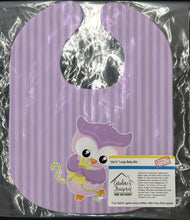 Load image into Gallery viewer, Girl Bird with Flowers Purple Baby Bib BB9050BIB